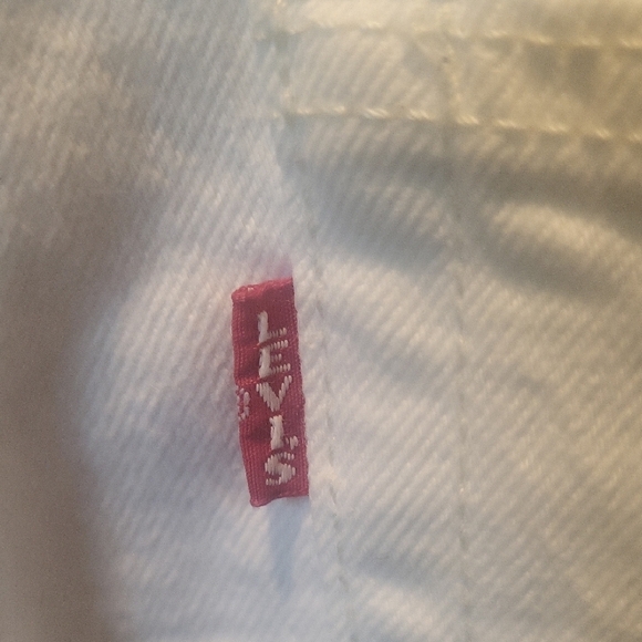 Levis White Straight Leg Jeans with Raw Edge - Picture 5 of 8